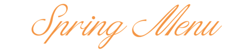 Beloved Cafe Spring Menu Title Yellow Background with Orange text