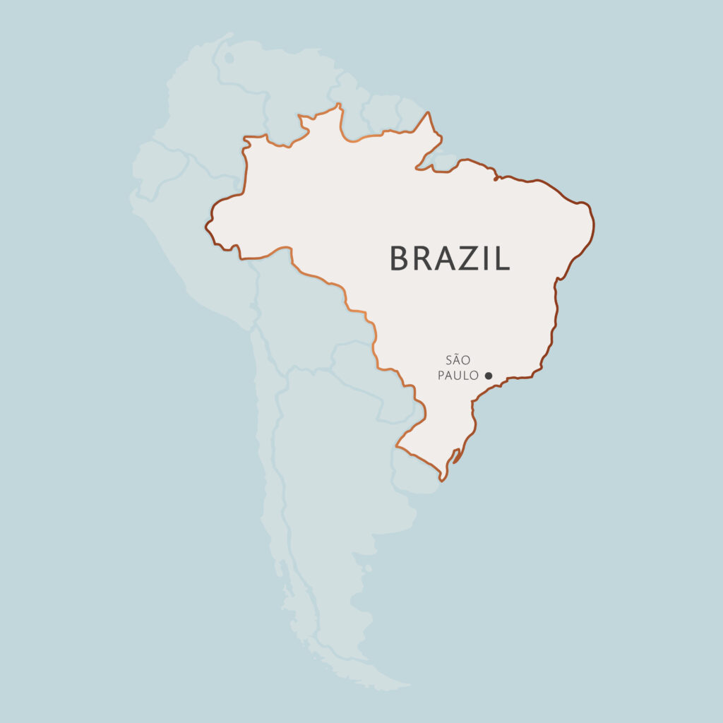 map of south america with brazil for upcoming international exhibition